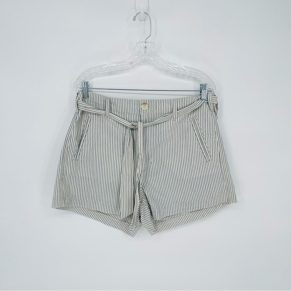 NEW American Eagle Hi-Rise Striped Tie Waist 100% Cotton Shorts Size 12 - Picture 2 of 8